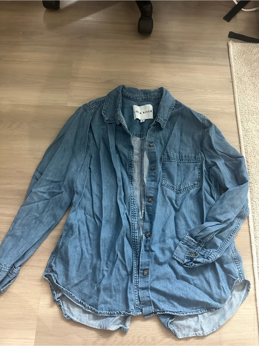 Joan Rivers Denim Button-Up Shirt - Blue